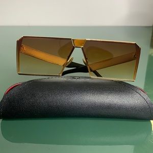 Fashion trendy gold square oversized glasses